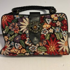 Patricia Nash Floral Tapestry Shoulder Bag - Black and Multicolor